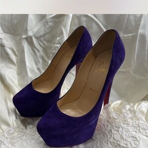 Christian Louboutin Deep Purple Suede Heels size 7